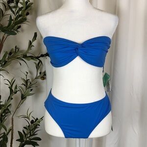 NWT Tilly's Bright Blue Twist Bandeau Bikini Set Sz L (S2)